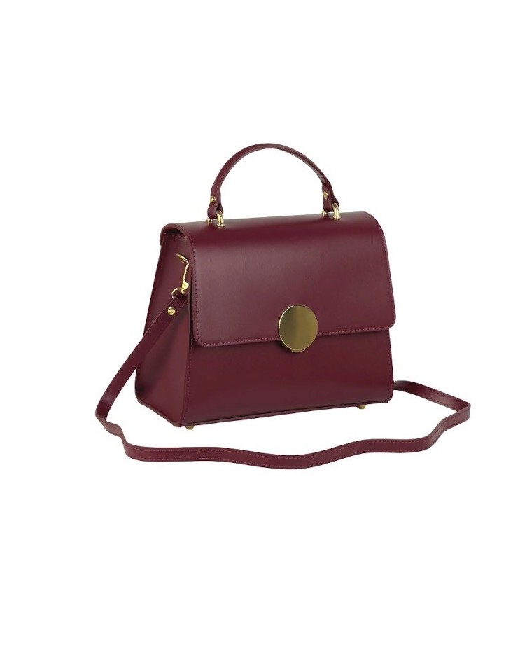 Elegant genuine leather bag with handle and long strap