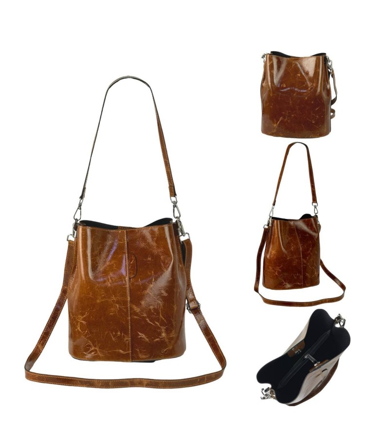 Glossy Leather Barrel Bag | Italian Style and Quality