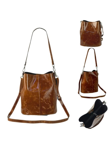 Glossy Leather Barrel Bag | Italian Style and Quality